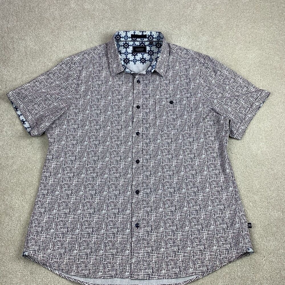 7 Diamonds 4 Way Stretch Fascination Street Men Woven Shirt Mens XL Button Up